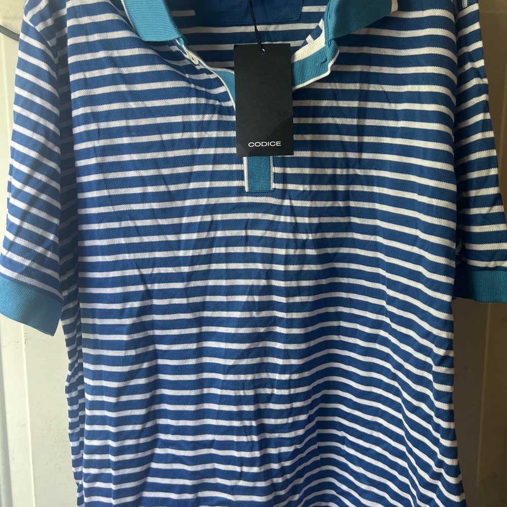 Codice Blue and White Striped Polo Shirt
